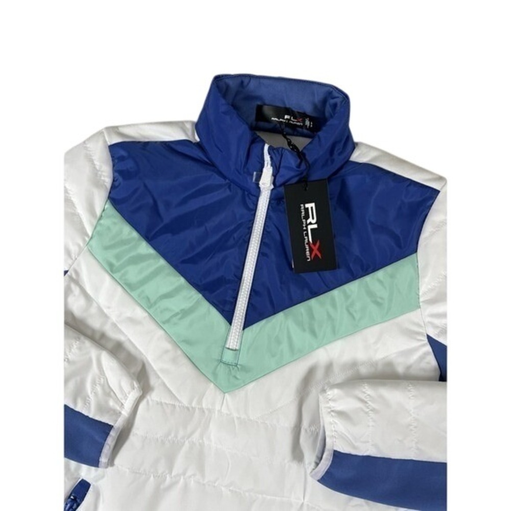 RLX Golf Ralph Lauren White Blue Half Zip Quilted Hybrid Jacket Women's S NWT